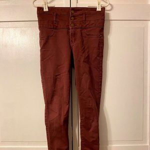 High Waisted Burgundy Skinny Jeans/Jeggings